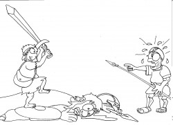 AT F-09 David and Goliath (beheading line-art)